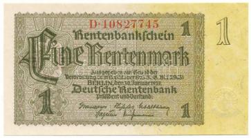 Német Harmadik Birodalom 1937. 1M nyolcjegyű sorozatszám T:UNC-AU German Third Reich 1937. 1 Rentenmark 8 digit serial C:UNC-AU Krause KM#173b