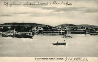 1916 Balatonfüred, kikötő, BAROSS gőzhajó