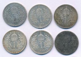Ausztria 1896-1915. 1K "Ferenc József" (6xklf) T:F,XF patina Austria 1896-1915. 1 Corona A...