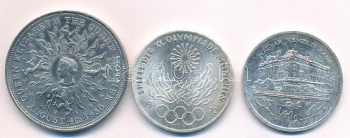 Vegyes 3db-os vegyes Ag és Cu-Ni érmetétel, közte NSZK 1972J 10M Ag "Müncheni Olimpia / Olimpiai Láng" + Nagy-Britannia 1980. 25p Cu-Ni "Erzsébet anyakirályné 80. születésnapja" + 1992. 200Ft Ag "MNB" T:AU,XF karc 3pcs of mixed Ag and Cu-Ni coin lot, in it FRG 1972J 10 Mark Ag "Olympic Games Munich / Olympic Flame" + Great Britain 1980. 25 Pence Cu-Ni "80th birthday of Queen Elizabeth the Queen Mother" + Hungary 1992. 200 Forint Ag "MNB" C:AU,XF scratch