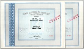 Budapest 1989. "Noviki Innovációs és Szolgáltató Részvénytársaság" névre szóló részvénye 1...