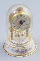 Vintage porcelán forgóingás óra, üveg búrával, nem működik, m: 12 cm