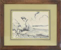 Jelzés nélkül: Lovasszekéren. Olaj, farost. Üvegezett fakeretben. 14,5x19,5 cm