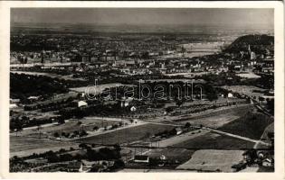 Budapest XII. Látkép a budai hegyekből, Parlament, Lánchíd, Erzsébet híd, Szabadság híd, Gellérthegy (kopott sarkak / worn corners)