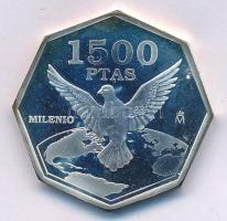 Spanyolország 2000. 1500P Ag "Millennium - Galamb" T:AU (eredetileg PP) folt
Spain 2000. ...