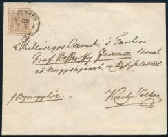 6kr MP III. on cover "EPERJES" - Királytelke, ~1855 6kr MP III. levélen Dessewffy Ferencznek "EPERJES" - Királytelke