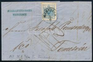 9kr MP III. on cover with content "MEDVISCH" - Temesvár, 9kr MP III. levélen tartalommal "MEDVISCH" - Temesvár