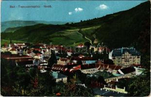 Trencsénteplic-fürdő, Kúpele Trencianske Teplice, Bad Trenschin Teplitz; látkép, fürdő. Wertheim Zsigmond kiadása / general view, spa (kopott sarkak / worn corners)