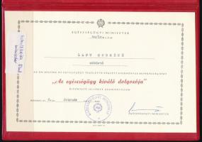 1978 Jelvényadományozó oklevél Schultheisz Emil miniszter aláírásval