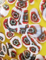 Murano Fratelli Toso millefiori üvegváza. cca 20. sz. első harmada, egységes színű murrine szeletekb...