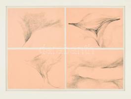 Klossy Irén (1943-): 4 db rajz. Tus, papír. Jelezve jobbra lent. Paszpartuban. 11x15 (x4) cm