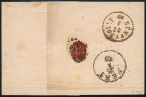3kr + 2kr levélen (irattári hajtás) "SZEDERKÉNY" - Pest 3kr + 2kr on cover (folded) "...
