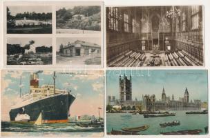 13 db RÉGI vegyes külföldi és magyar város képeslap, közte 1 nagy méretű Brüsszel / 13 pre-1945 Hungarian and foreign town-view postcards, including 1 big size Bruxelles