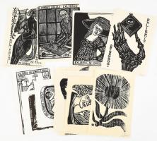 Perei Zoltán (1913-1992) : 15 db ex libris és kisgrafika. Fametszet, papír, mindegyik jelzett. Klf. méretek.