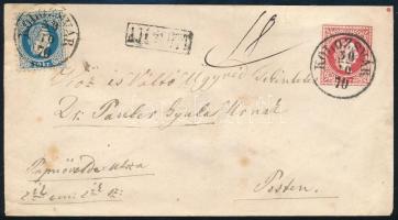 Registered 5kr PS-cover with 10kr "KOLOZSVÁR" - Pest, 5kr díjjegyes boríték 10kr díjkiegészítéssel ajánlott küldeményként. Látványos, friss, kiállítási darab! "KOLOZSVÁR" - Pest