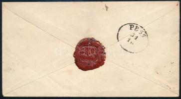 Registered 5kr PS-cover with 10kr "KOLOZSVÁR" - Pest 5kr díjjegyes boríték 10kr díjkiegész...