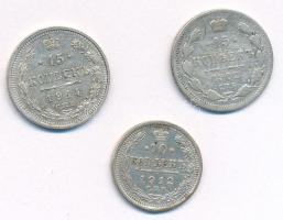 Orosz Birodalom 1912. 10k Ag + 1902. 15k Ag + 1914 15k Ag T:AU-F
Russian Empire 1912. 10 Kopecks Ag...