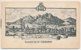 Késmárk, Kezmarok; leporellofüzet 8 képpel: vár, evangélikus templom, temető / leporello booklet with 8 images: castle, Lutheran church, cemetery