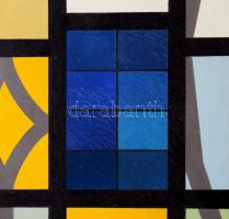 Gy. Molnár István (1933-2010): Geometrikus kompozíció (cím nélkül), 1981. Olaj, vászon, jelzett a há...
