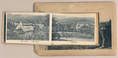 1907 Borszék, Borsec; Keményhátú leporello, belül 12 kis képpel (villák és szálloda). Soós kiadása /...