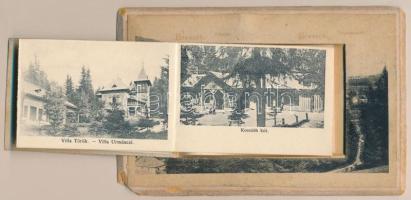 1907 Borszék, Borsec; Keményhátú leporello, belül 12 kis képpel (villák és szálloda). Soós kiadása /...