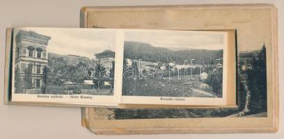 1907 Borszék, Borsec; Keményhátú leporello, belül 12 kis képpel (villák és szálloda). Soós kiadása /...