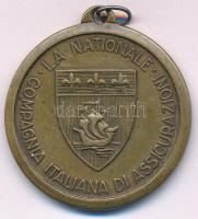 Olaszország ~1930. "Olasz Nemzeti Biztosítótársaság" kétoldalas bronz emlékérem füllel (33mm) T:XF Italy ~1930. "La Nationale Compagnia Italiana di Assicurazioni" two-sided bronze medallion with ear (33mm) C:XF
