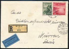 1938 Ajánlott légi levél 2 db bélyeggel Svájcba / Registered airmail cover to Switzerland