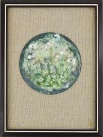 G. Lóránt Lujza (1964-): Mezőn. Tűzzománc, jelzett a hátoldalán címkén, fakeretben, d 14,5 cm