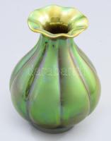 Zsolnay eozin mázas paradicsom virág váza. Jelzett, minimális karcokkal, m: 12 cm