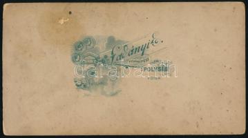 cca 1900 Házaspár portréja, keményhátú fotó Ladányi ipolysági műterméből, vágott karton, felületi ko...