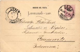 1897 (Vorläufer) Pécs, mozaiklap 5 képpel: Kereskedelmi és Iparkamara, Székesegyház, Nemzeti Casino,...