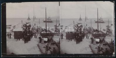 Marseille? kikötő sztereofotó ca 1900