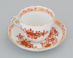 Meisseni Waldstein mintás mokkás csésze, aljjal, díszdobozban. Kézzel festett, jelzett, hibátlan