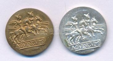 ~1990-2000. "Constantinus / Aquincum" bronz és jelzetlen Ag(?) emlékérem pár T:AU