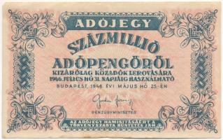 1946. 100.000.000AP T:F erős papír, folt Adamo P55