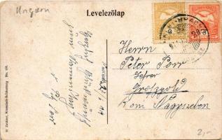 1914 Keresztényfalva, Neustadt, Cristian; von der Station. H. Zeidner No. 158. / látkép, vasútállomá...