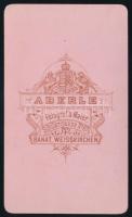 cca 1870 Elegáns hölgy portréja, vizitkártya Aberle fehértemplomi (Weisskirchen, Bela Crkva) műtermé...
