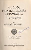 Hornyánszky Gyula: 
A görög felvilágosodás tudománya. Hippokrates.
Budapest, 1910. Magyar Tudomány...