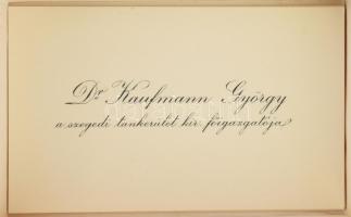 Cartes de visites kartondoboz, benne Dr. Kaufmann György a szegedi tankerület kir. főigazgatója 5 da...