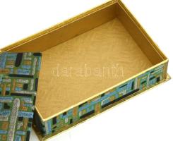 Art deco színes karton díszdoboz, kézzel festett, 15x10 cm