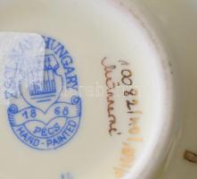 Zsolnay kékvirág mintás váza, jelzett, kézzel festett, hibátlan, m: 11,5 cm