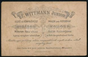 cca 1880 Fiatal hölgy portréja, vizitkártya ifj. Wittmann Nándor (Ferdinand Wittmann Junior) festő é...