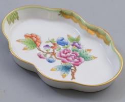 Herendi Viktória mintás ékszeres tálka, jelzett, kézzel festett, hibátlan, h: 14 cm