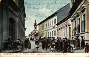 1915 Újvidék, Novi Sad; Andrássy utca. Schäffer Péter kiadása / street view (fa)