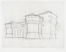 Guerri, Giampiero (1939-): La Rocca Albornoziana di Forlimpopoli. Litográfia (?), papír, jelzett, sz...