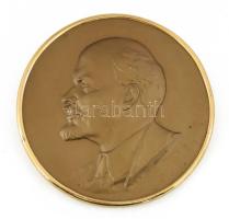 Orosz Lenin plakett, súlyozott rézlemez, jelzett, d: 10 cm