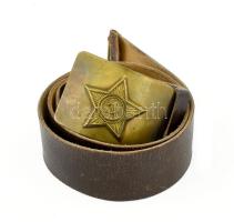 Szovjet katonai bőr öv, bronz csattal