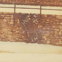 Major János (1934-2008): A Vár bástyája télen. Rézkarc, papír, jelzett. Üvegezett fakeretben, 29,5x3...