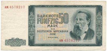 Német Demokratikus Köztársaság 1964. 50M "AM 4578217" T:F German Democratic Republic 1964. 50 Mark "AM 4578217" C:F Krause 25.